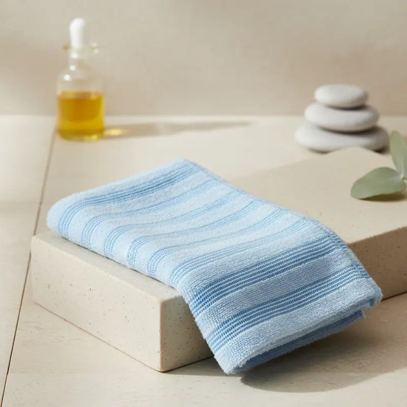 serviette exfoliante japonaise bleu