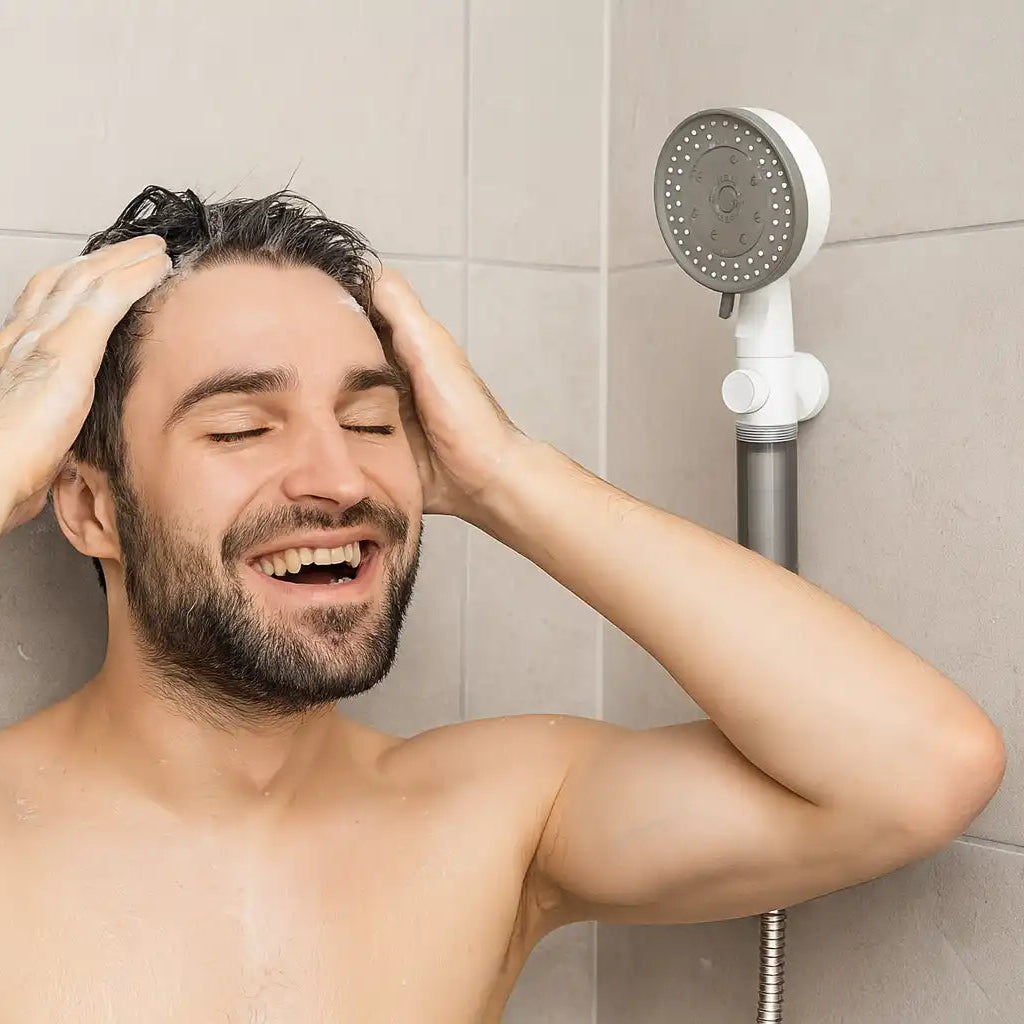 pommeau de douche brumisateu avec un homme