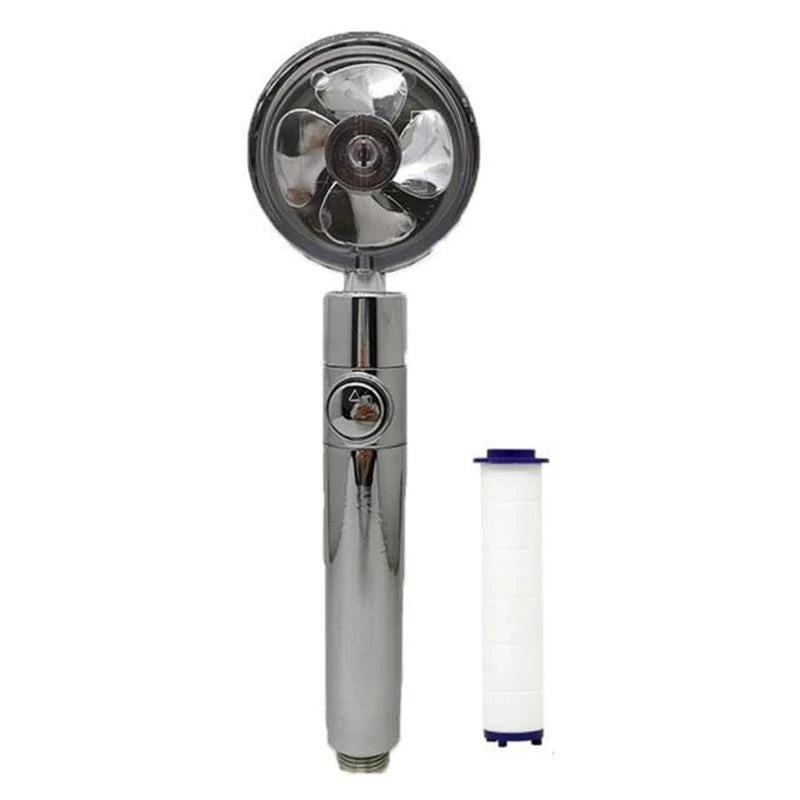 Pommeau de douche hélice chromée et manche chromé