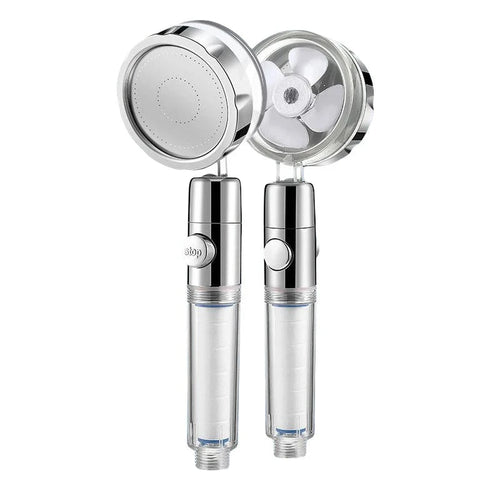 Pommeau de douche hélice haute pression blanc argenté