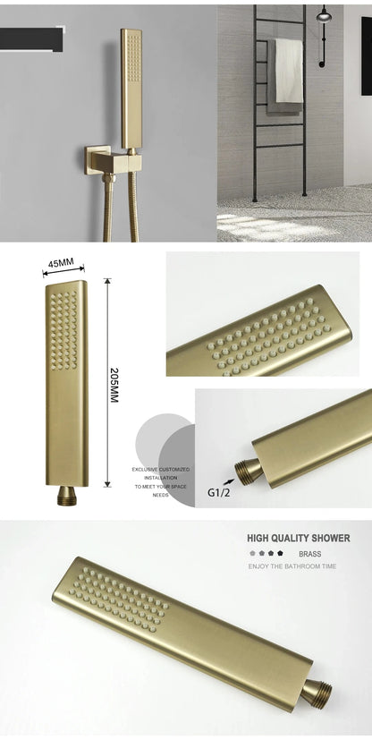 Pommeau de douche métal doré présentation