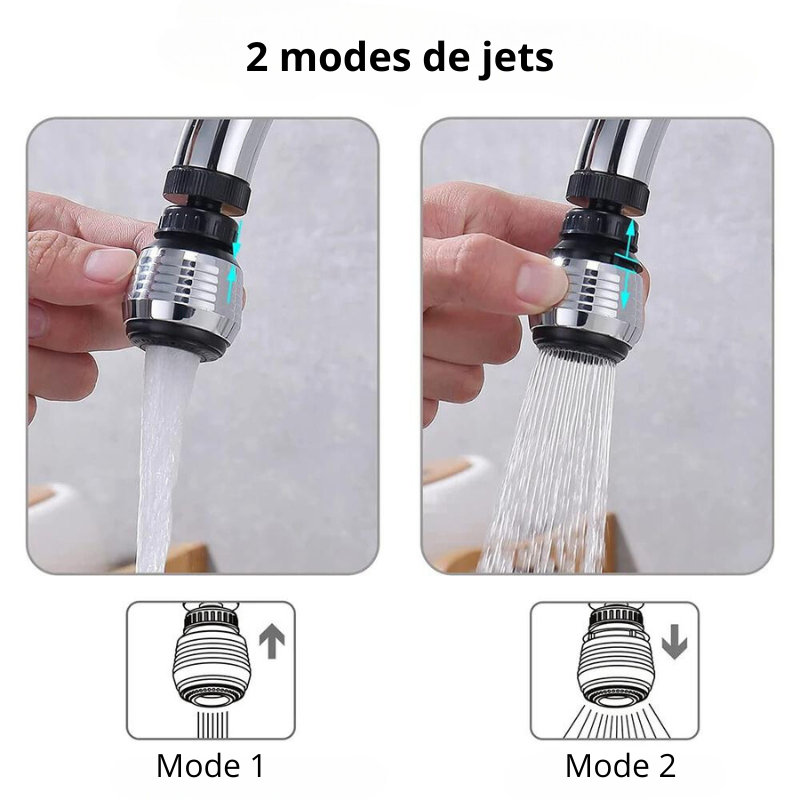 Tête de robinet 2 modes de jets