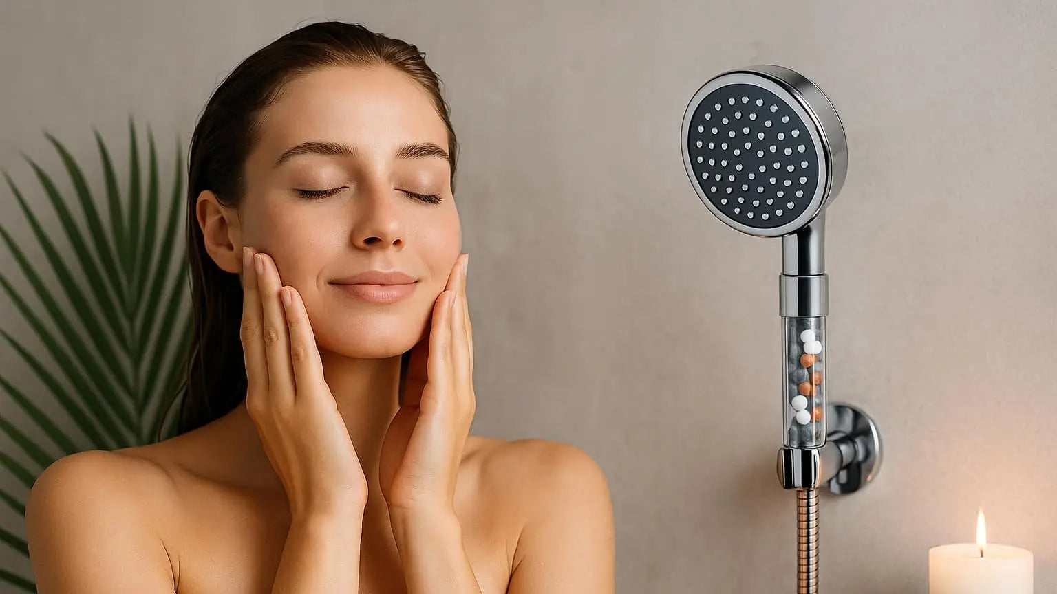 pommeau de douche antic calcaire avec billes
